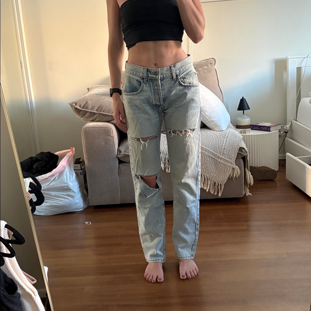 Carmar Light Blue Distressed Boyfriend Jeans
